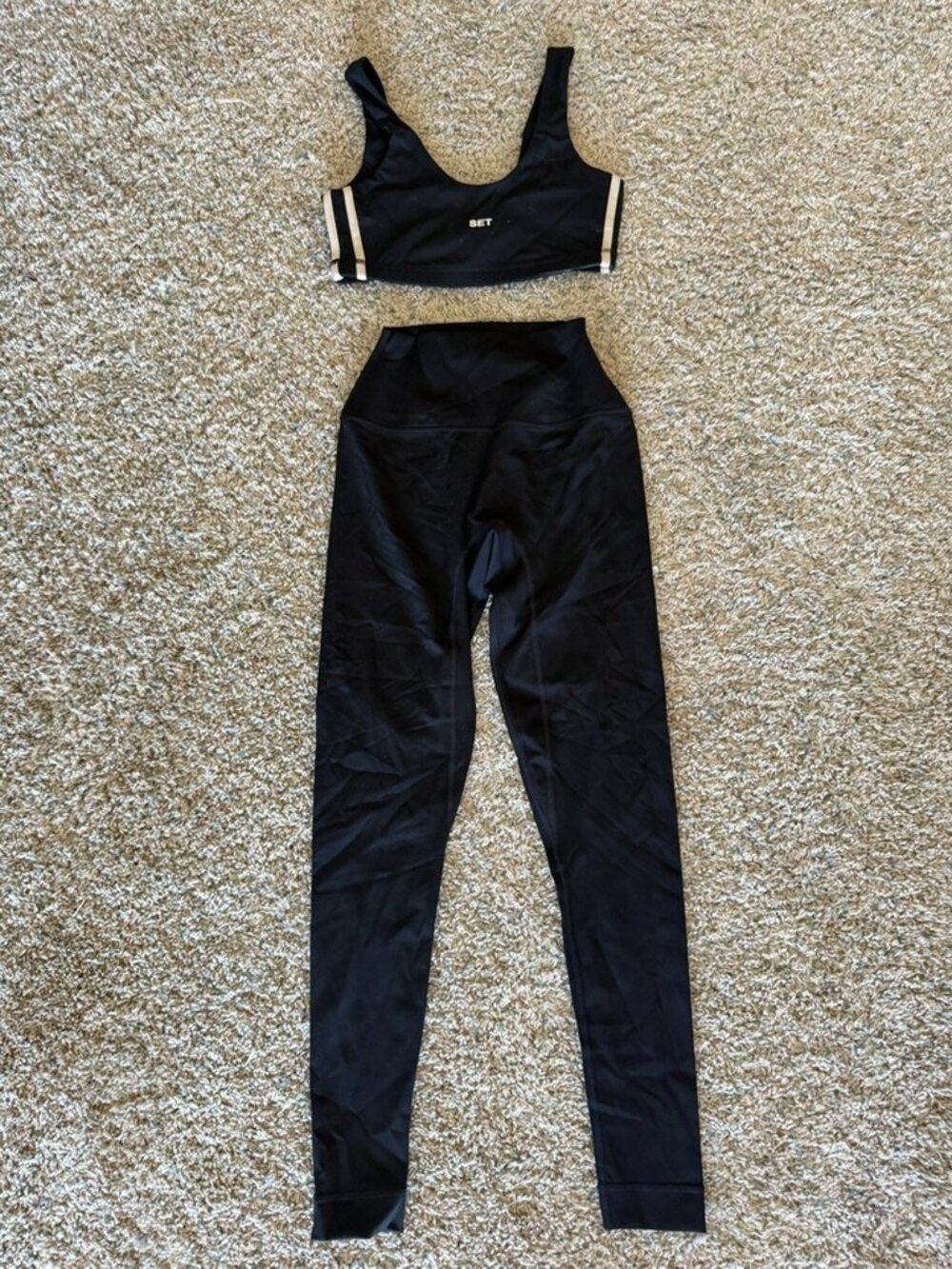 SET Active Sportbody Leggings and Sports Bra Set Black Sz S